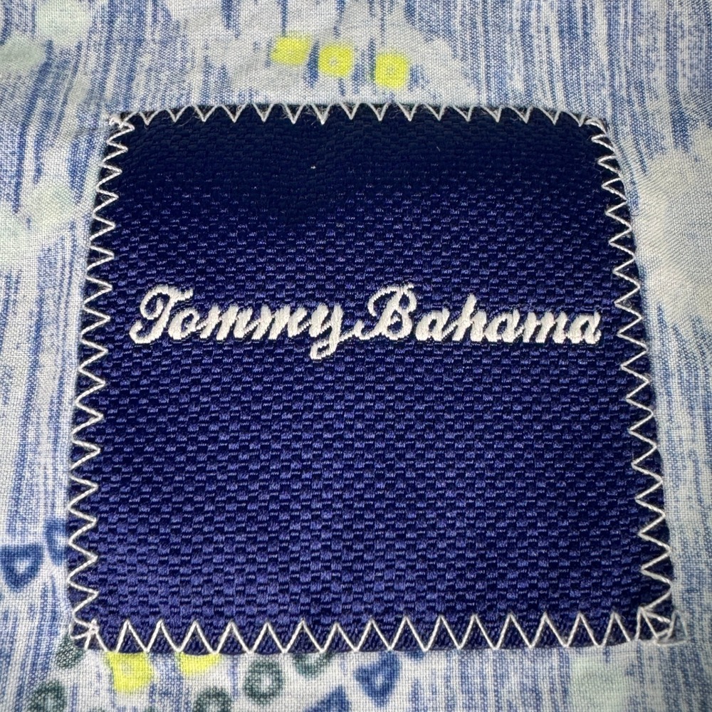 Tommy Bahama Silk Blend Blue Paisley Camp Shirt Short Sleeve Mens XL‎ - Picture 3 of 13